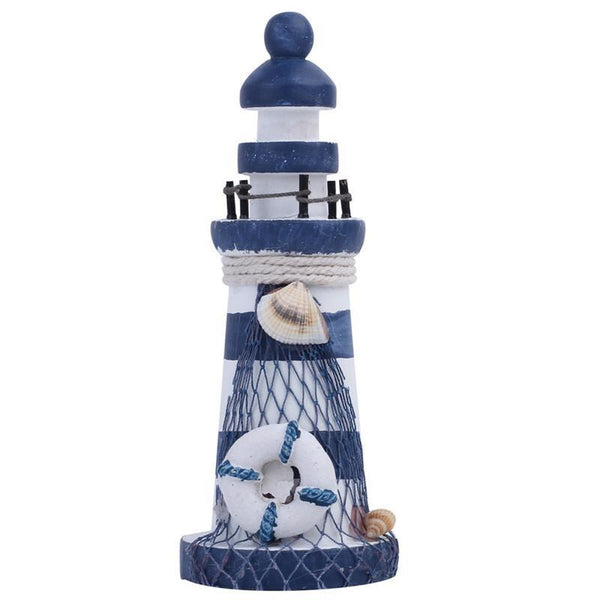 Nautical Wood Wooden Lighthouse Beacon Tower Beach Starfish Shell Home Room Bedroom DIY Decorative Crafts Ornament Gift--JadeMoghul Inc.