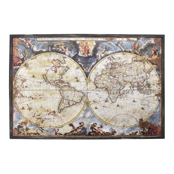 Navigational Metal World Map D�cor, Multicolor-Metal Wall Art-Multi-Colored-Metal-JadeMoghul Inc.