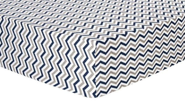 Navy and Gray Chevron Deluxe Flannel Fitted Crib Sheet-CHEV-JadeMoghul Inc.