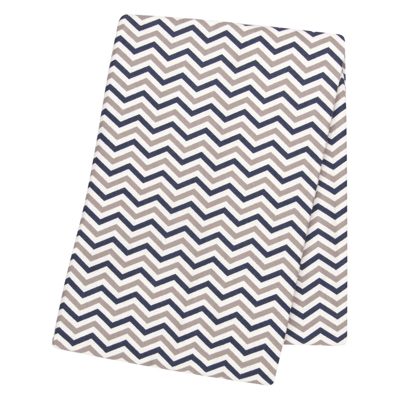 Navy and Gray Chevron Flannel Swaddle Blanket-CHEV-JadeMoghul Inc.