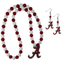 NCAA - Alabama Crimson Tide Fan Bead Earrings and Necklace Set-Jewelry & Accessories,College Jewelry,Alabama Crimson Tide Jewelry-JadeMoghul Inc.