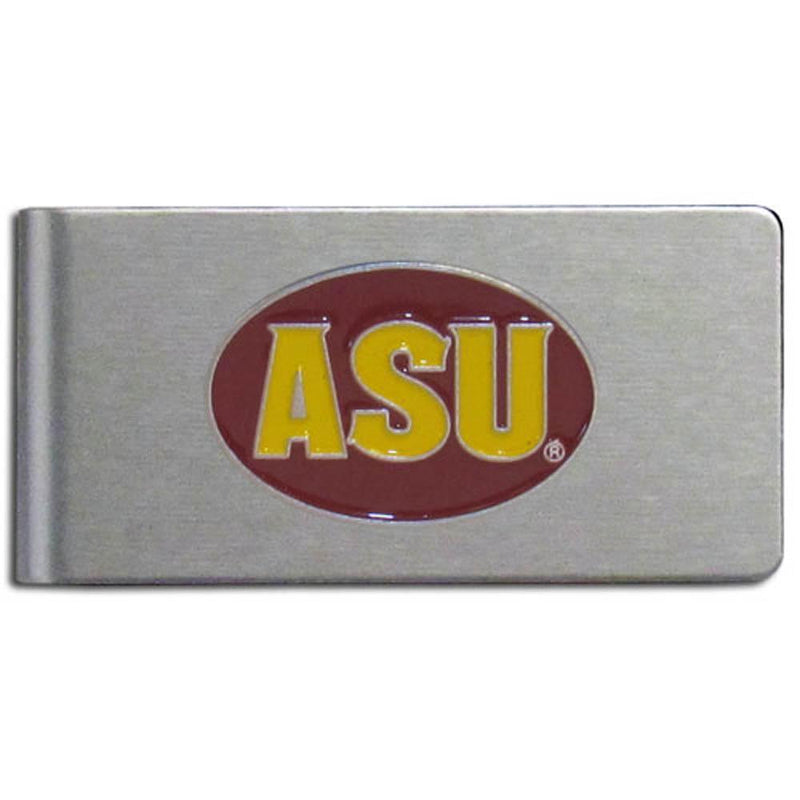 NCAA - Arizona St. Sun Devils Brushed Metal Money Clip-Wallets & Checkbook Covers,Money Clips,Brushed Money Clips,College Brushed Money Clips-JadeMoghul Inc.