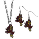 NCAA - Arizona St. Sun Devils Dangle Earrings and Chain Necklace Set-Jewelry & Accessories,Jewelry Sets,Dangle Earrings & Chain Necklace-JadeMoghul Inc.