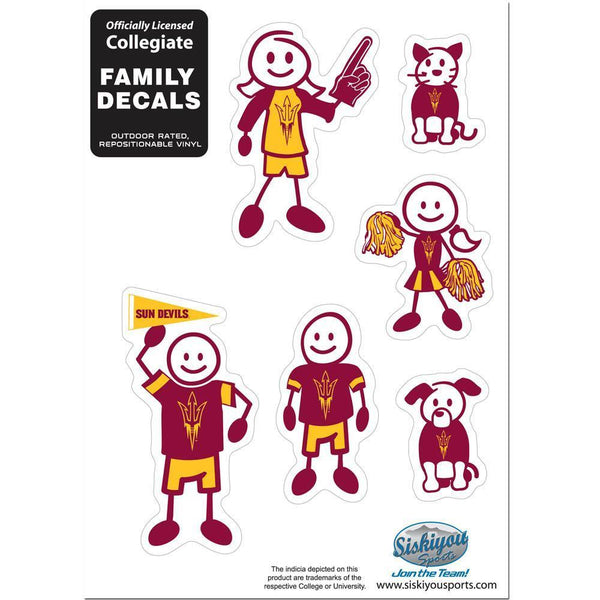 NCAA - Arizona St. Sun Devils Family Decal Set Small-Automotive Accessories,Decals,Family Character Decals,Small Family Decals,College Small Family Decals-JadeMoghul Inc.