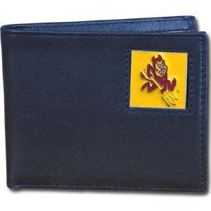 NCAA - Arizona St. Sun Devils Leather Bi-fold Wallet-Wallets & Checkbook Covers,Bi-fold Wallets,Window Box Packaging,College Bi-fold Wallets-JadeMoghul Inc.