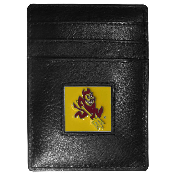 NCAA - Arizona St. Sun Devils Leather Money Clip/Cardholder Packaged in Gift Box-Wallets & Checkbook Covers,Money Clip/Cardholders,Gift Box Packaging,College Money Clip/Cardholders-JadeMoghul Inc.