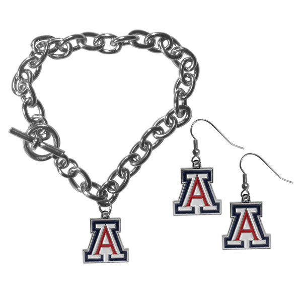 NCAA - Arizona Wildcats Chain Bracelet and Dangle Earring Set-Jewelry & Accessories,College Jewelry,Arizona Wildcats Jewelry-JadeMoghul Inc.