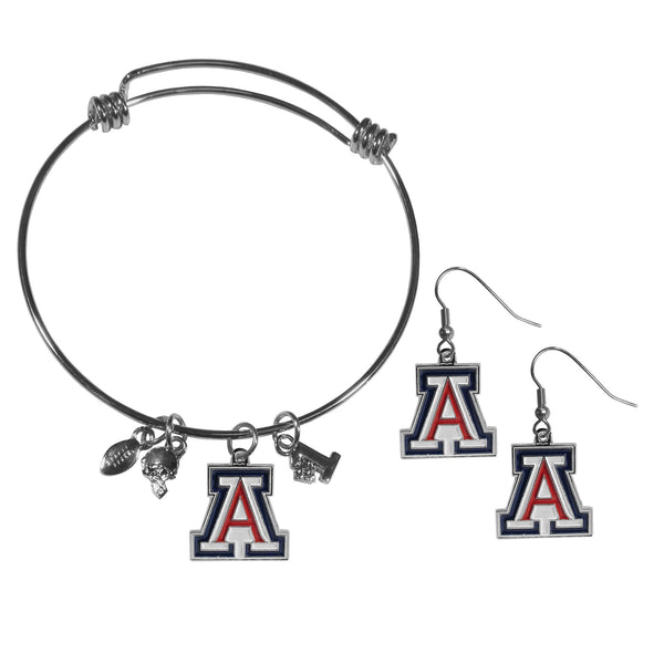 NCAA - Arizona Wildcats Dangle Earrings and Charm Bangle Bracelet Set-Jewelry & Accessories,College Jewelry,Arizona Wildcats Jewelry-JadeMoghul Inc.