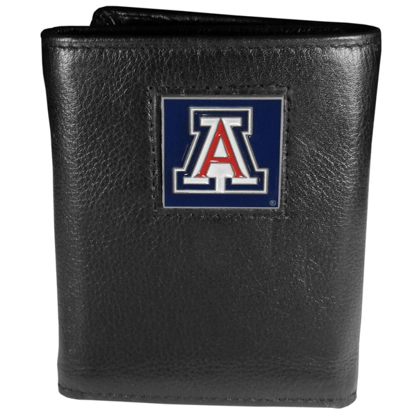 NCAA - Arizona Wildcats Deluxe Leather Tri-fold Wallet Packaged in Gift Box-Wallets & Checkbook Covers,Tri-fold Wallets,Deluxe Tri-fold Wallets,Gift Box Packaging,College Tri-fold Wallets-JadeMoghul Inc.