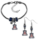 NCAA - Arizona Wildcats Euro Bead Earrings and Bracelet Set-Jewelry & Accessories,College Jewelry,Arizona Wildcats Jewelry-JadeMoghul Inc.