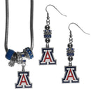 NCAA - Arizona Wildcats Euro Bead Earrings and Necklace Set-Jewelry & Accessories,College Jewelry,Arizona Wildcats Jewelry-JadeMoghul Inc.