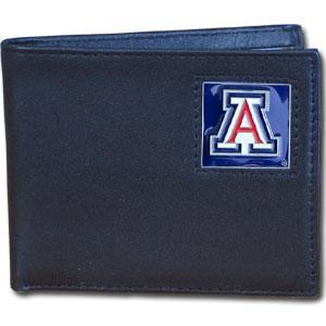 NCAA - Arizona Wildcats Leather Bi-fold Wallet Packaged in Gift Box-Wallets & Checkbook Covers,Bi-fold Wallets,Gift Box Packaging,College Bi-fold Wallets-JadeMoghul Inc.