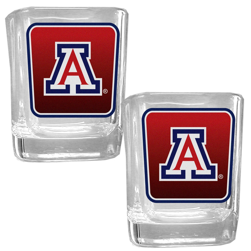 NCAA - Arizona Wildcats Square Glass Shot Glass Set-Beverage Ware,Shot Glass,Graphic Shot Glass,College Graphic Shot Glass,-JadeMoghul Inc.