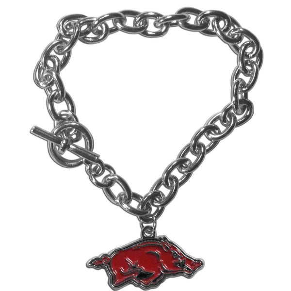 NCAA - Arkansas Razorbacks Charm Chain Bracelet-Jewelry & Accessories,Bracelets,Charm Chain Bracelets,College Charm Chain Bracelets-JadeMoghul Inc.
