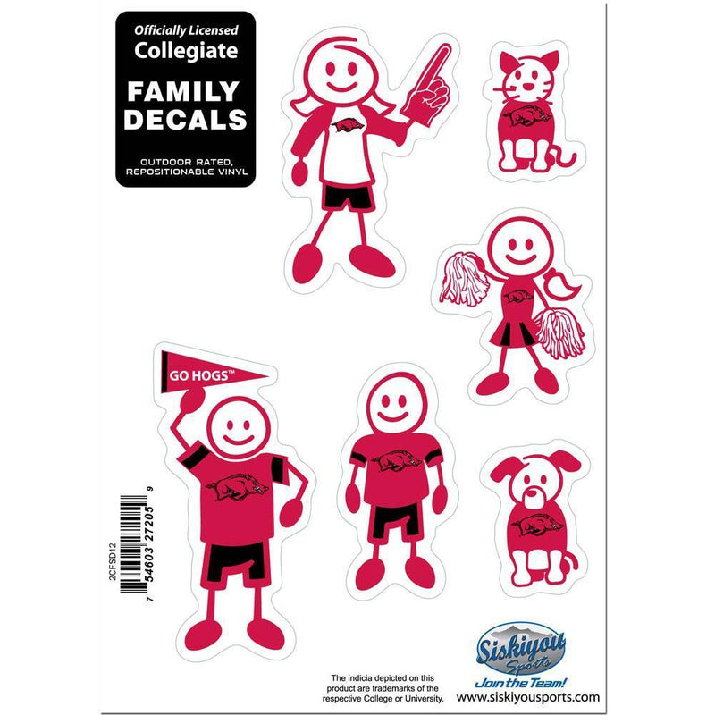 NCAA - Arkansas Razorbacks Family Decal Set Small-Automotive Accessories,Decals,Family Character Decals,Small Family Decals,College Small Family Decals-JadeMoghul Inc.