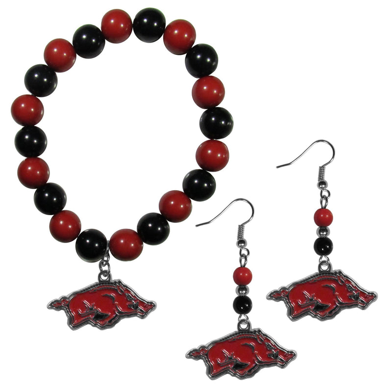 NCAA - Arkansas Razorbacks Fan Bead Earrings and Bracelet Set-Jewelry & Accessories,Jewelry Sets,Fan Bead Earrings and Bracelet-JadeMoghul Inc.