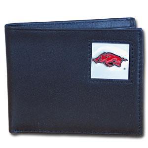 NCAA - Arkansas Razorbacks Leather Bi-fold Wallet Packaged in Gift Box-Wallets & Checkbook Covers,Bi-fold Wallets,Gift Box Packaging,College Bi-fold Wallets-JadeMoghul Inc.