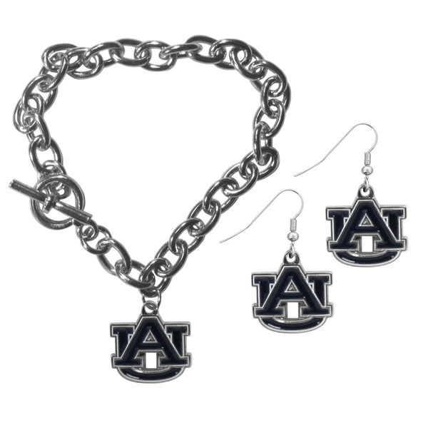 NCAA - Auburn Tigers Chain Bracelet and Dangle Earring Set-Jewelry & Accessories,College Jewelry,Auburn Tigers Jewelry-JadeMoghul Inc.