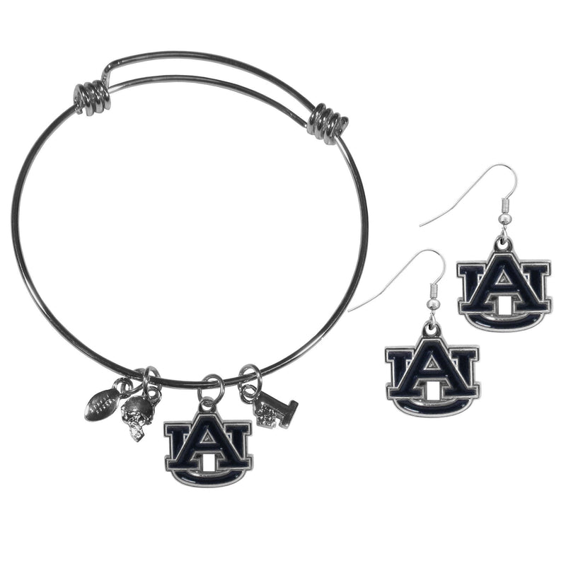 NCAA - Auburn Tigers Dangle Earrings and Charm Bangle Bracelet Set-Jewelry & Accessories,College Jewelry,Auburn Tigers Jewelry-JadeMoghul Inc.