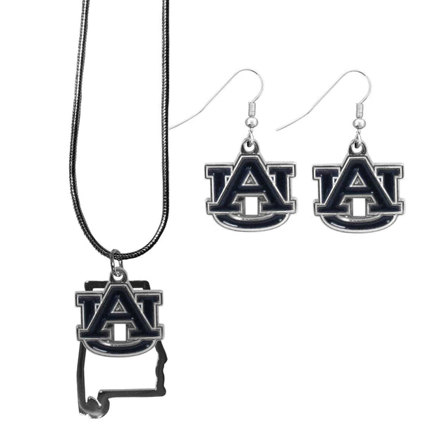 NCAA - Auburn Tigers Dangle Earrings and State Necklace Set-Jewelry & Accessories,College Jewelry,Auburn Tigers Jewelry-JadeMoghul Inc.