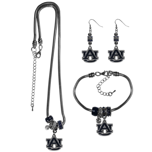 NCAA - Auburn Tigers Euro Bead Jewelry 3 piece Set-Jewelry & Accessories,College Jewelry,Auburn Tigers Jewelry-JadeMoghul Inc.