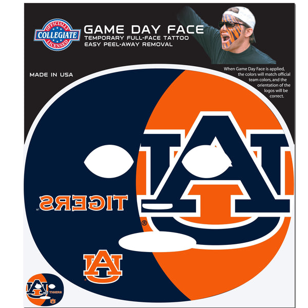 NCAA - Auburn Tigers Game Face Temporary Tattoo-Tailgating & BBQ Accessories,Game Day Face Temporary Tattoos,College Game Day Faces-JadeMoghul Inc.