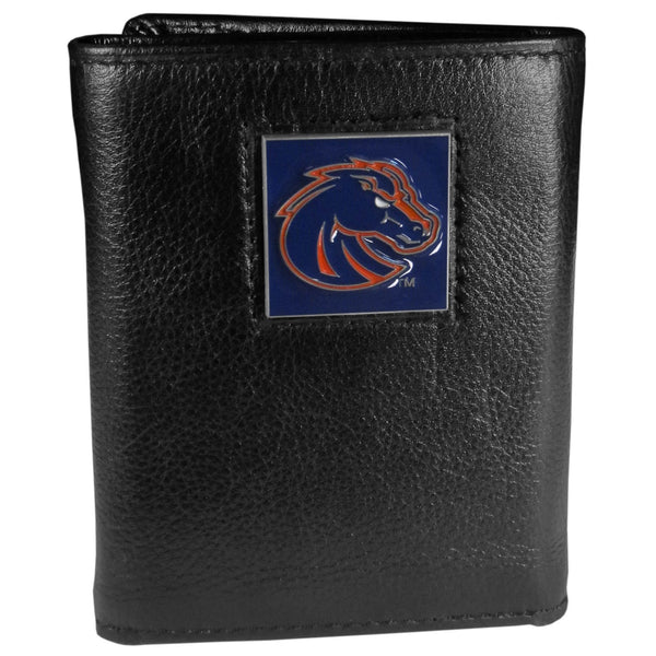 NCAA - Boise St. Broncos Deluxe Leather Tri-fold Wallet Packaged in Gift Box-Wallets & Checkbook Covers,Tri-fold Wallets,Deluxe Tri-fold Wallets,Gift Box Packaging,College Tri-fold Wallets-JadeMoghul Inc.