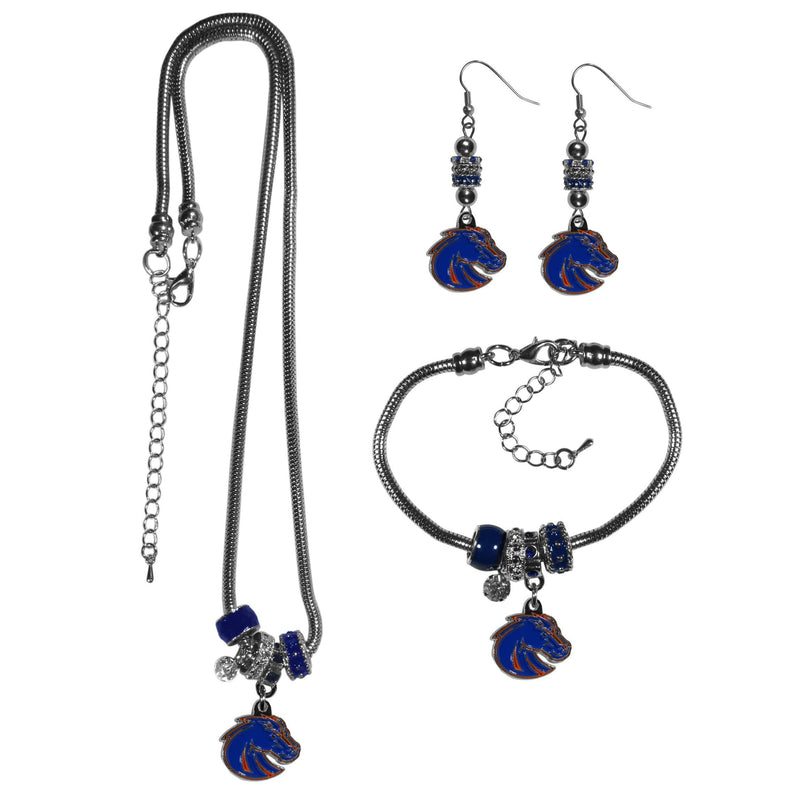 NCAA - Boise St. Broncos Euro Bead Jewelry 3 piece Set-Jewelry & Accessories,College Jewelry,Boise St. Broncos Jewelry-JadeMoghul Inc.