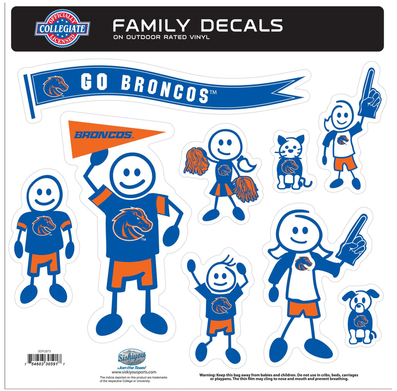 NCAA - Boise St. Broncos Family Decal Set Large-Automotive Accessories,Decals,Family Character Decals,Large Family Decals,College Large Family Decals-JadeMoghul Inc.