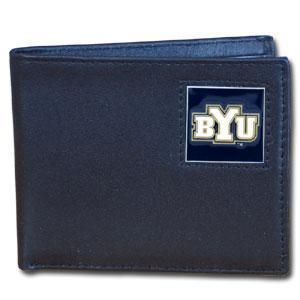 NCAA - BYU Cougars Leather Bi-fold Wallet Packaged in Gift Box-Wallets & Checkbook Covers,Bi-fold Wallets,Gift Box Packaging,College Bi-fold Wallets-JadeMoghul Inc.