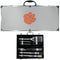 NCAA - Clemson Tigers 8 pc Stainless Steel BBQ Set w/Metal Case-Tailgating & BBQ Accessories,BBQ Tools,8 pc Steel Tool Set w/Metal Case,College 8 pc Steel Tool Set w/Metal Case-JadeMoghul Inc.