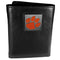 NCAA - Clemson Tigers Deluxe Leather Tri-fold Wallet-Wallets & Checkbook Covers,Tri-fold Wallets,Deluxe Tri-fold Wallets,Window Box Packaging,College Tri-fold Wallets-JadeMoghul Inc.