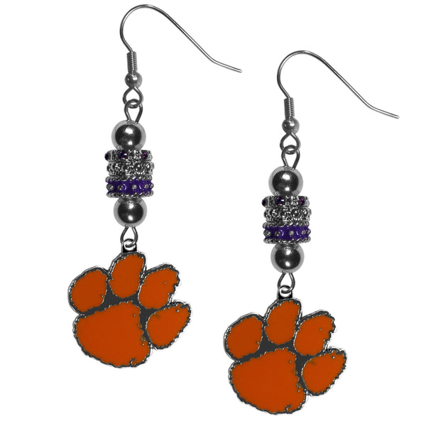 NCAA - Clemson Tigers Euro Bead Earrings-Jewelry & Accessories,Earrings,Euro Bead Earrings,College Euro Bead Earrings-JadeMoghul Inc.