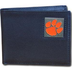 NCAA - Clemson Tigers Leather Bi-fold Wallet Packaged in Gift Box-Wallets & Checkbook Covers,Bi-fold Wallets,Gift Box Packaging,College Bi-fold Wallets-JadeMoghul Inc.