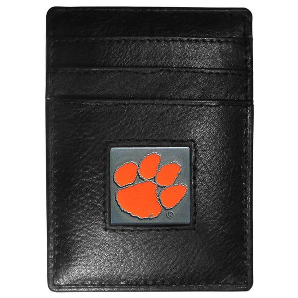 NCAA - Clemson Tigers Leather Money Clip/Cardholder Packaged in Gift Box-Wallets & Checkbook Covers,Money Clip/Cardholders,Gift Box Packaging,College Money Clip/Cardholders-JadeMoghul Inc.