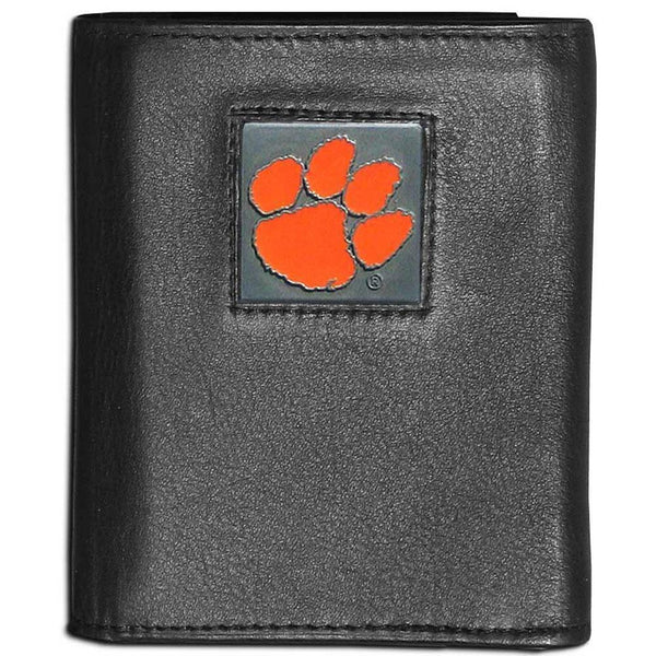 NCAA - Clemson Tigers Leather Tri-fold Wallet-Wallets & Checkbook Covers,Tri-fold Wallets,Tri-fold Wallets,College Tri-fold Wallets-JadeMoghul Inc.