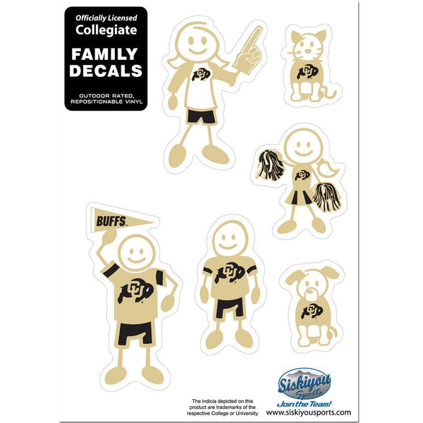NCAA - Colorado Buffaloes Family Decal Set Small-Automotive Accessories,Decals,Family Character Decals,Small Family Decals,College Small Family Decals-JadeMoghul Inc.