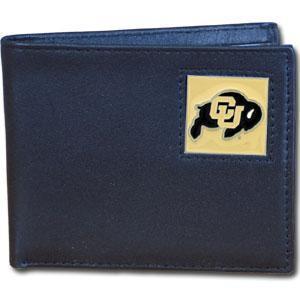 NCAA - Colorado Buffaloes Leather Bi-fold Wallet Packaged in Gift Box-Wallets & Checkbook Covers,Bi-fold Wallets,Gift Box Packaging,College Bi-fold Wallets-JadeMoghul Inc.
