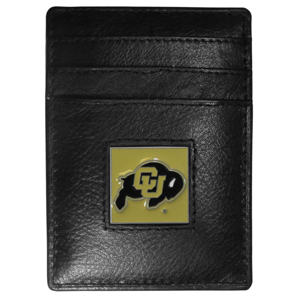 NCAA - Colorado Buffaloes Leather Money Clip/Cardholder Packaged in Gift Box-Wallets & Checkbook Covers,Money Clip/Cardholders,Gift Box Packaging,College Money Clip/Cardholders-JadeMoghul Inc.