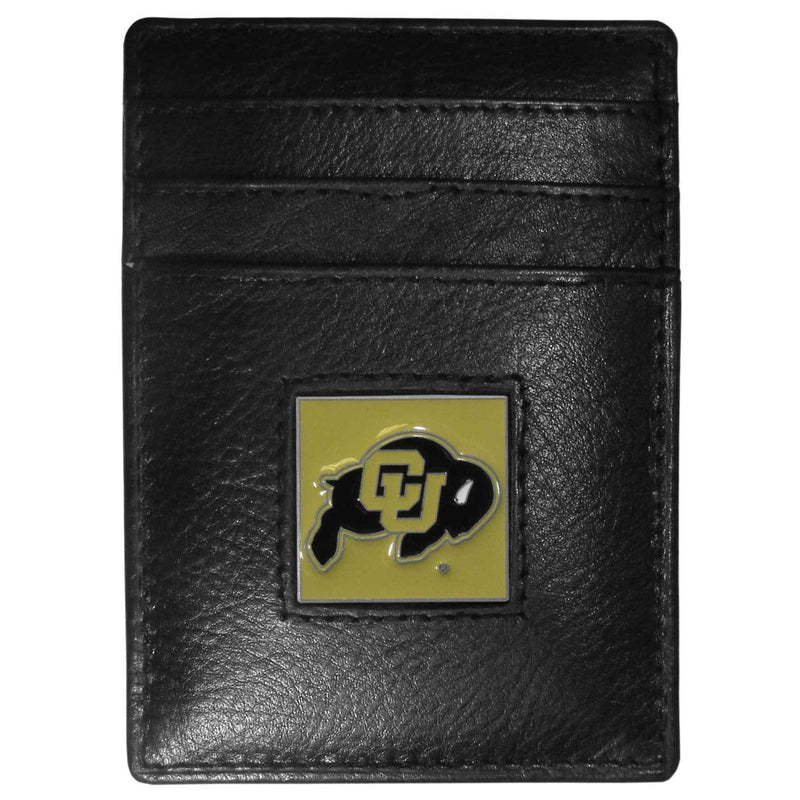 NCAA - Colorado Buffaloes Leather Money Clip/Cardholder Packaged in Gift Box-Wallets & Checkbook Covers,Money Clip/Cardholders,Gift Box Packaging,College Money Clip/Cardholders-JadeMoghul Inc.