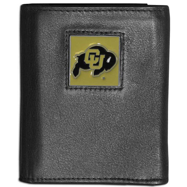 NCAA - Colorado Buffaloes Leather Tri-fold Wallet-Wallets & Checkbook Covers,Tri-fold Wallets,Tri-fold Wallets,College Tri-fold Wallets-JadeMoghul Inc.