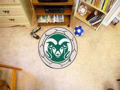 Round Indoor Outdoor Rugs NCAA Colorado State Soccer Ball 27" diameter