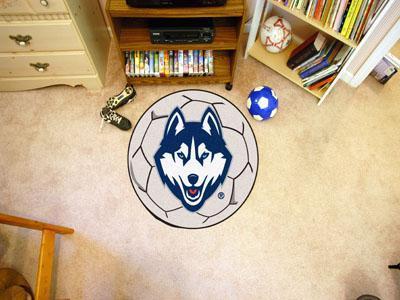 Small Round Rugs NCAA Connecticut Soccer Ball 27" diameter