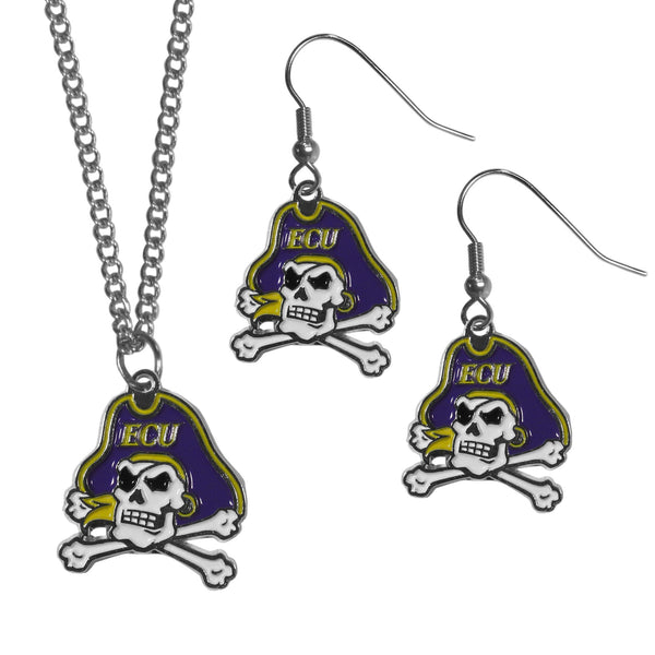 NCAA - East Carolina Pirates Dangle Earrings and Chain Necklace Set-Jewelry & Accessories,Jewelry Sets,Dangle Earrings & Chain Necklace-JadeMoghul Inc.