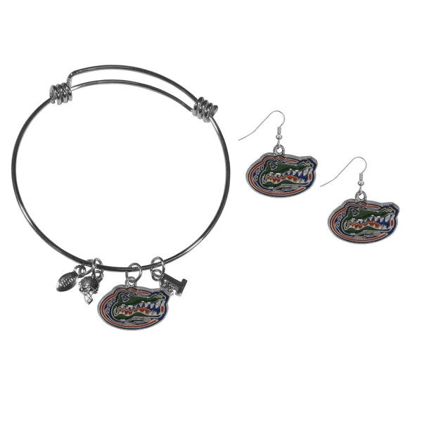 NCAA - Florida Gators Dangle Earrings and Charm Bangle Bracelet Set-Jewelry & Accessories,College Jewelry,Florida Gators Jewelry-JadeMoghul Inc.