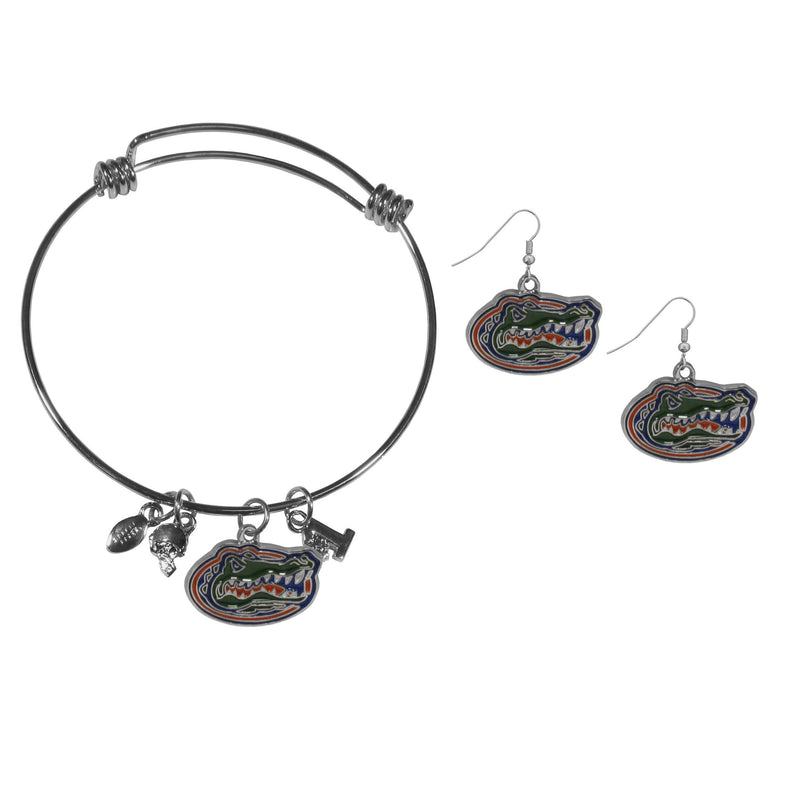 NCAA - Florida Gators Dangle Earrings and Charm Bangle Bracelet Set-Jewelry & Accessories,College Jewelry,Florida Gators Jewelry-JadeMoghul Inc.