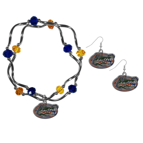 NCAA - Florida Gators Dangle Earrings and Crystal Bead Bracelet Set-Jewelry & Accessories,College Jewelry,Florida Gators Jewelry-JadeMoghul Inc.