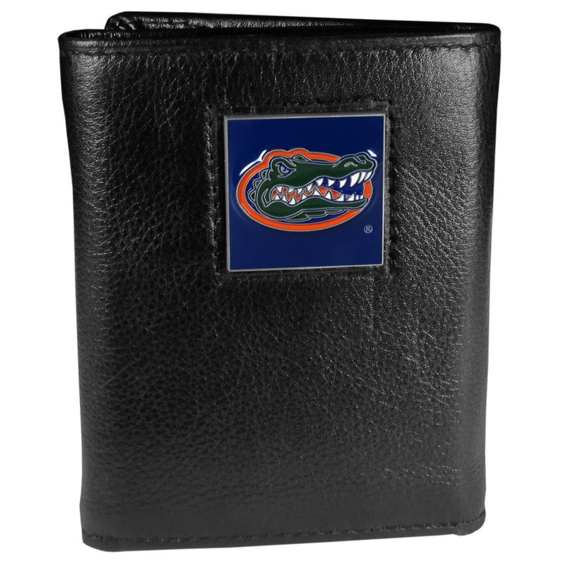 NCAA - Florida Gators Deluxe Leather Tri-fold Wallet Packaged in Gift Box-Wallets & Checkbook Covers,Tri-fold Wallets,Deluxe Tri-fold Wallets,Gift Box Packaging,College Tri-fold Wallets-JadeMoghul Inc.