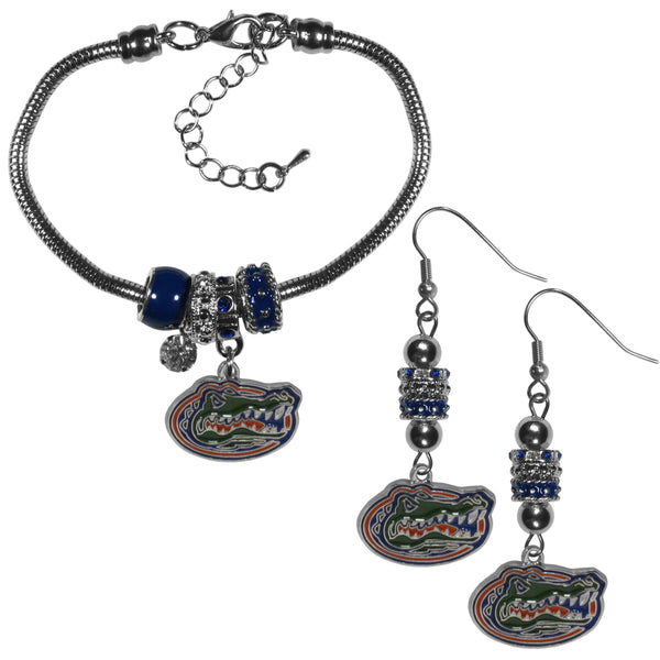 NCAA - Florida Gators Euro Bead Earrings and Bracelet Set-Jewelry & Accessories,College Jewelry,Florida Gators Jewelry-JadeMoghul Inc.