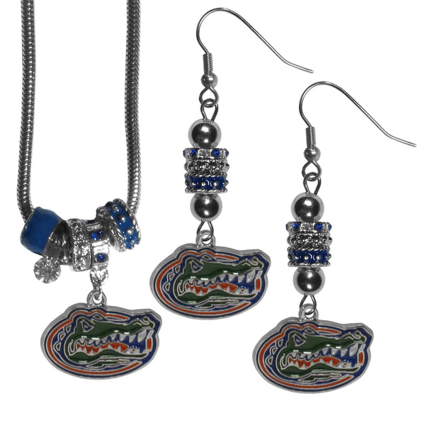 NCAA - Florida Gators Euro Bead Earrings and Necklace Set-Jewelry & Accessories,College Jewelry,Florida Gators Jewelry-JadeMoghul Inc.